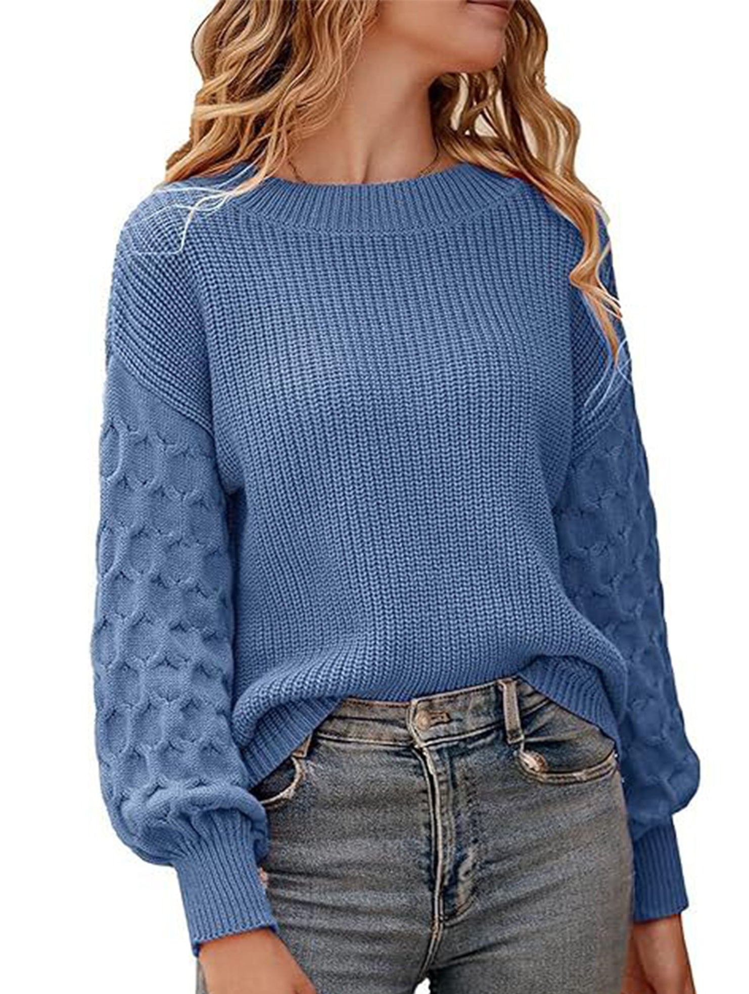 Casual and versatile puff sleeve sweater