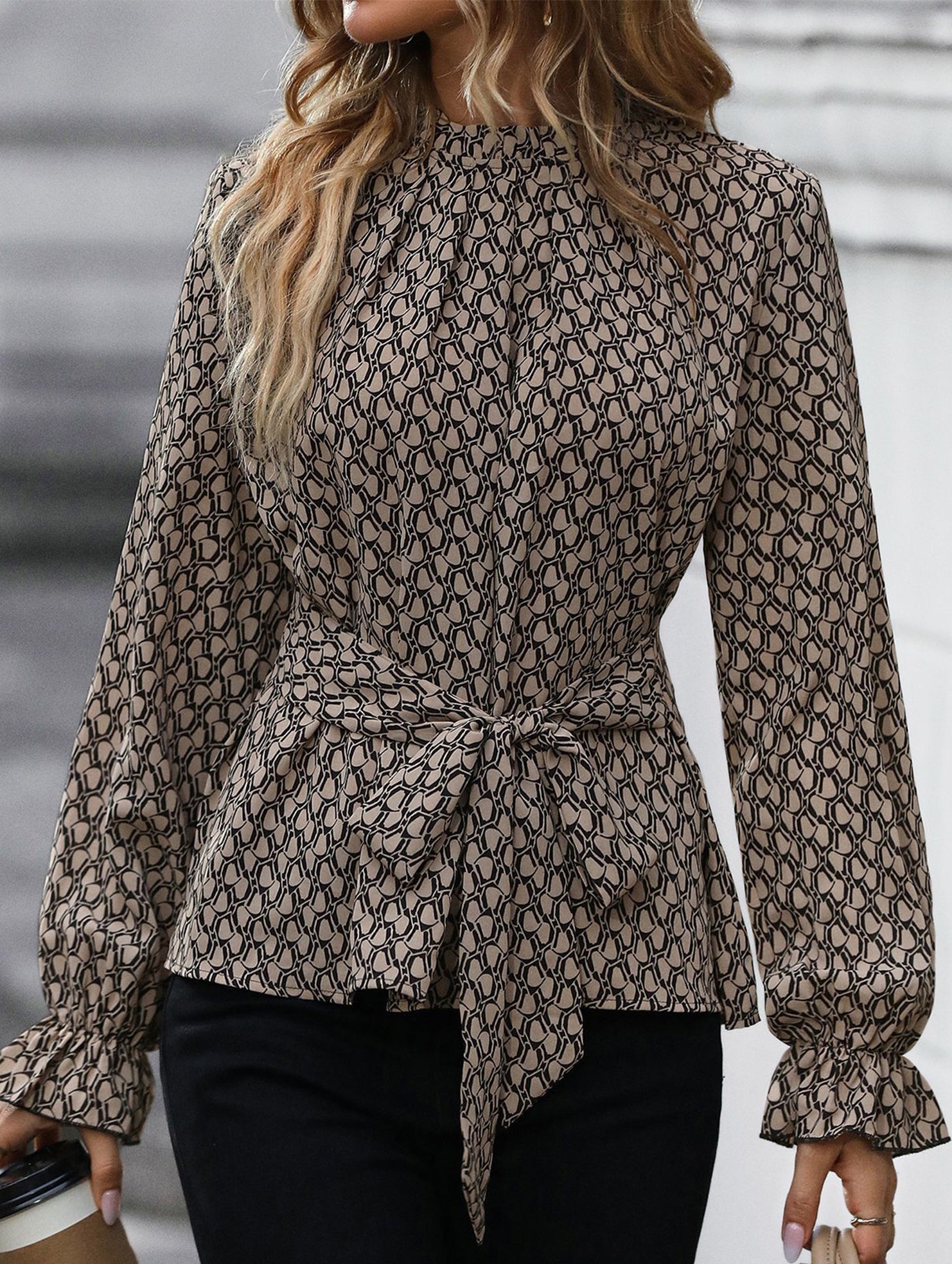 Vintage Print Lace-Up Shirt