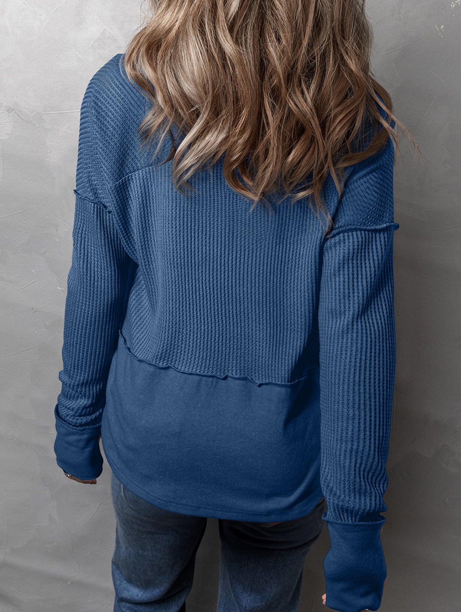 Casual patchwork solid color loose sweatshirt