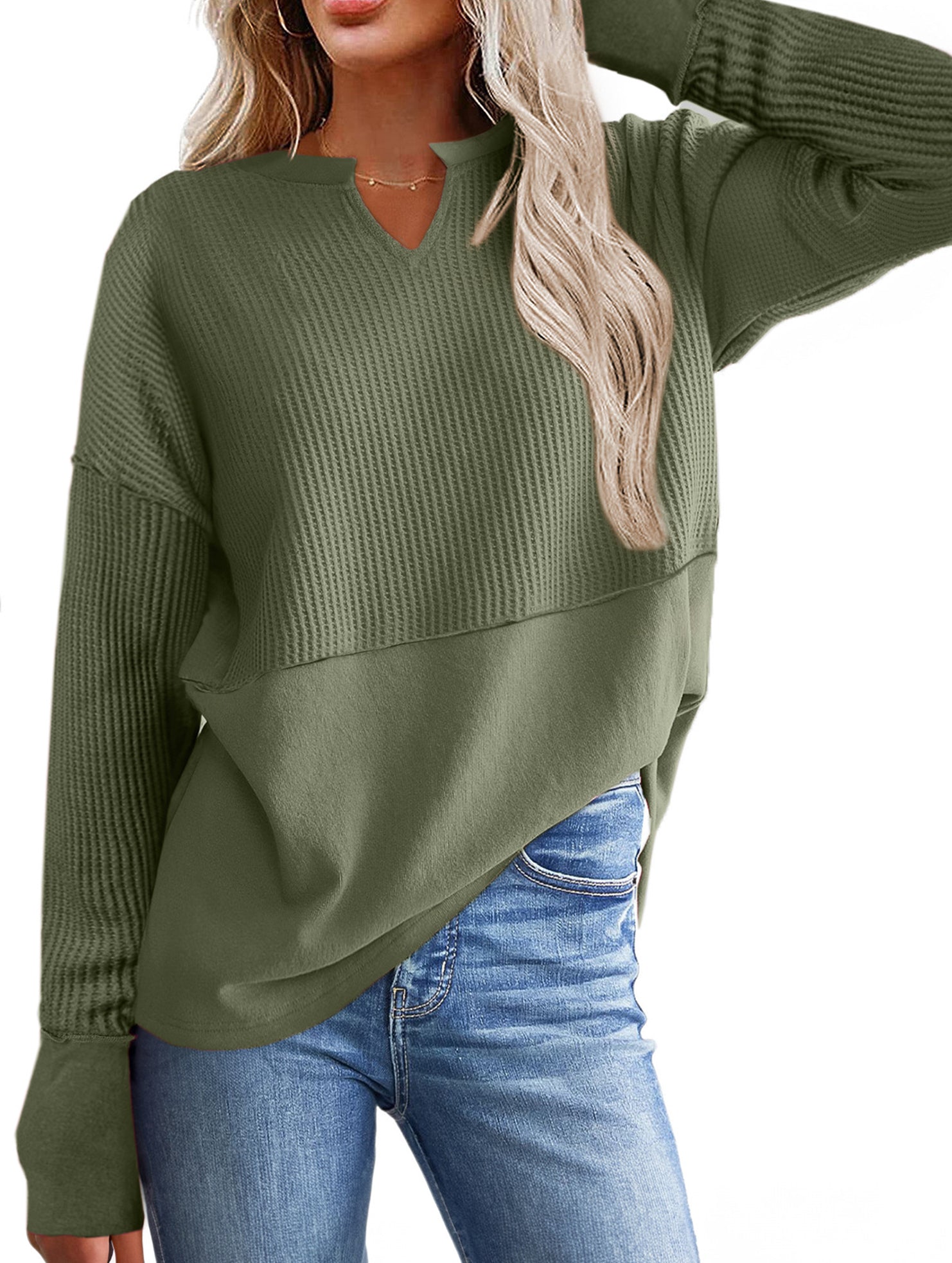 Casual patchwork solid color loose sweatshirt
