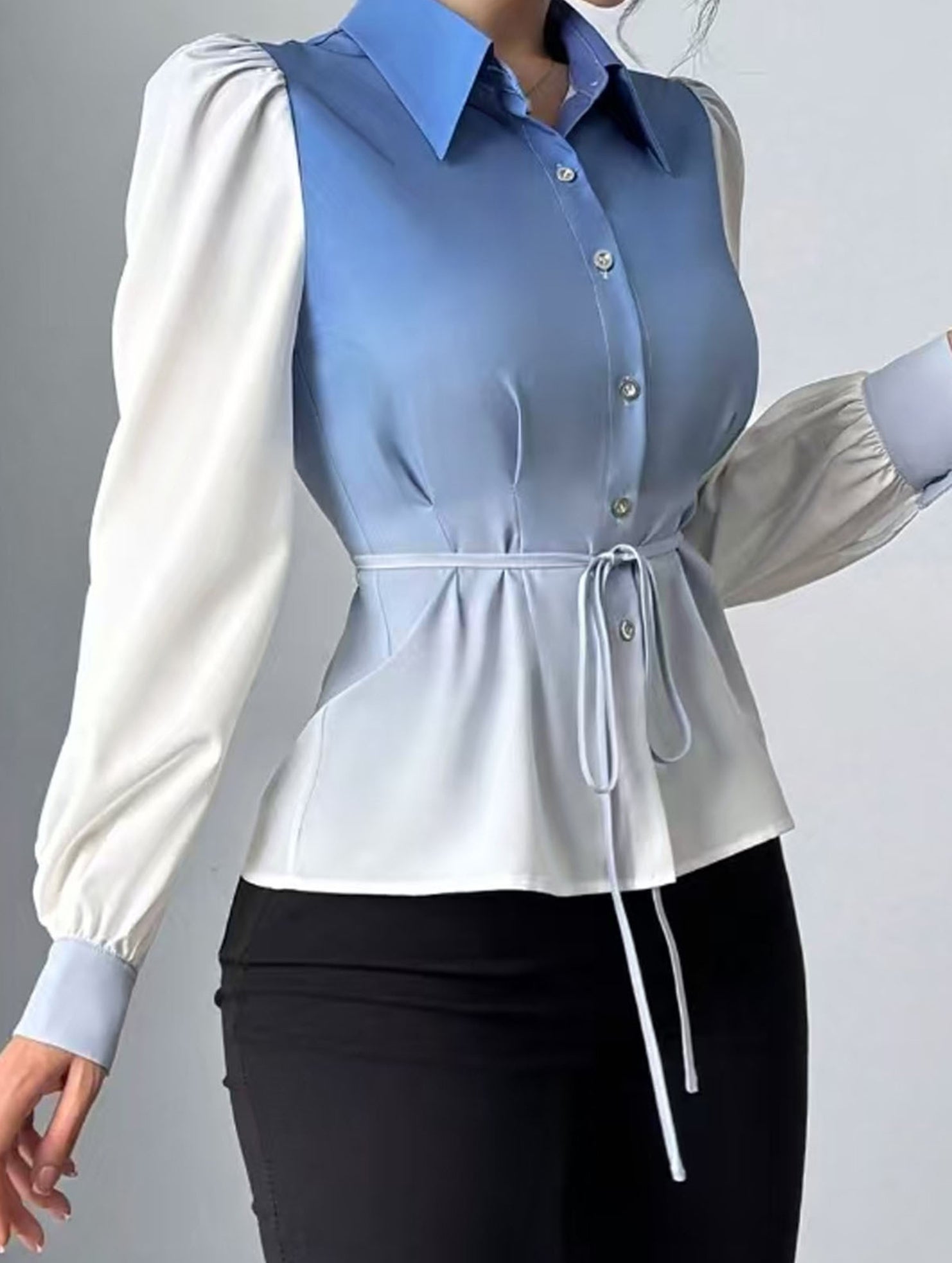 Versatile gradient long-sleeved shirt