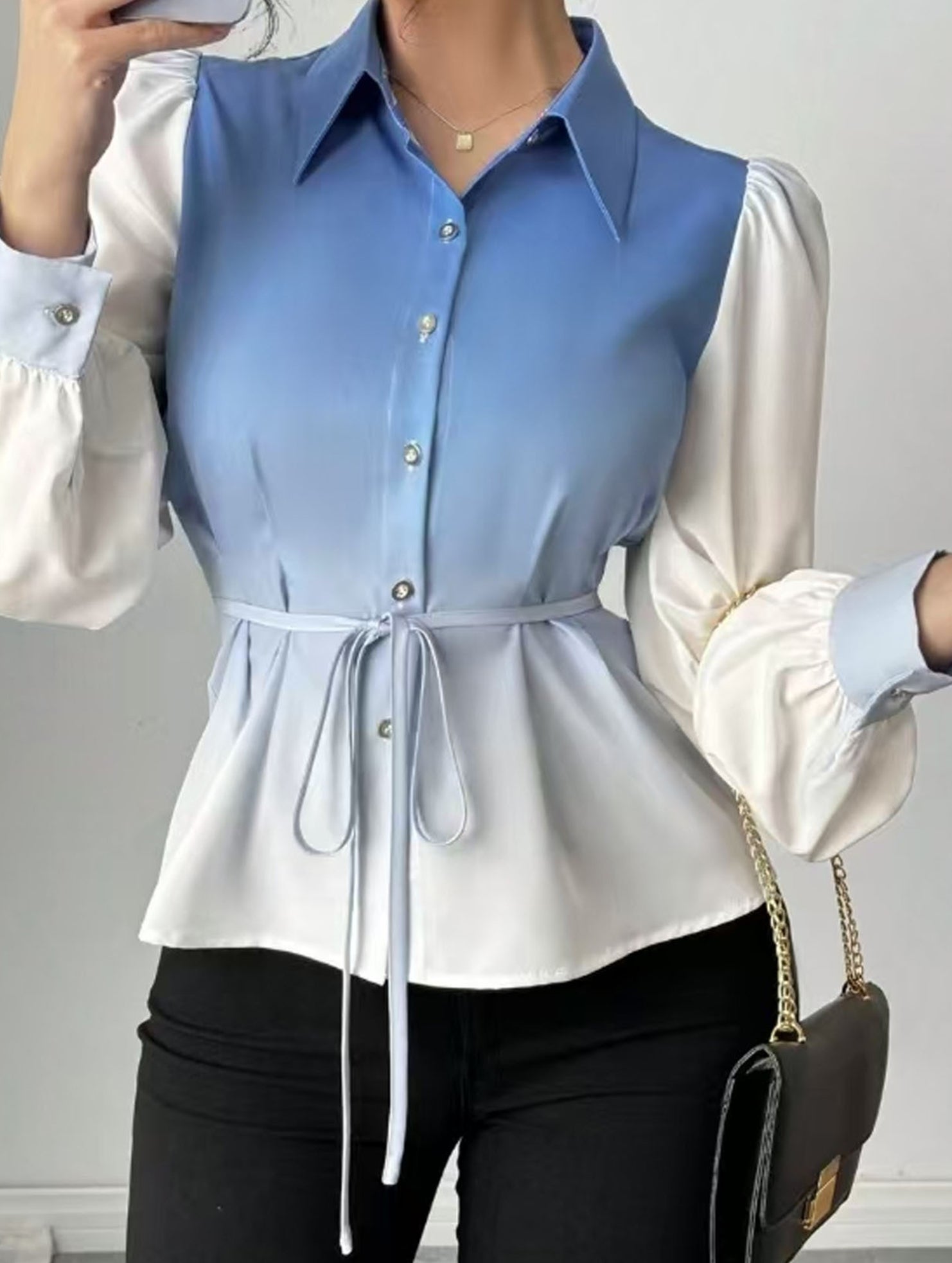 Versatile gradient long-sleeved shirt