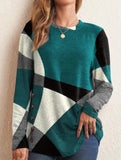 Contrast print long-sleeved T-shirt top