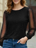 Long-sleeved loose round neck casual loose T-shirt