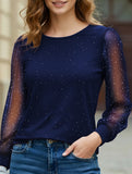 Long-sleeved loose round neck casual loose T-shirt