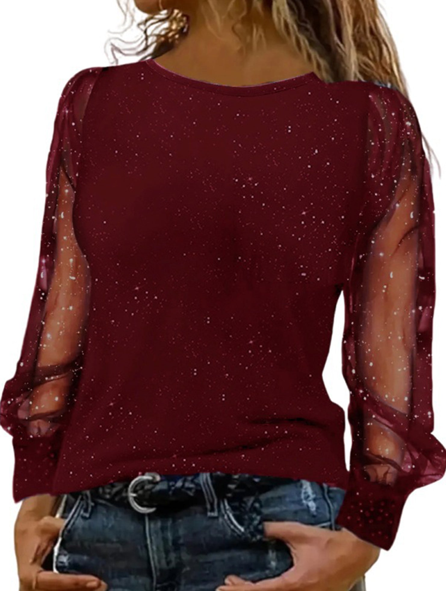 Long-sleeved loose round neck casual loose T-shirt