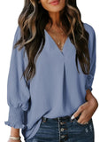V-neck casual long-sleeved loose shirt top