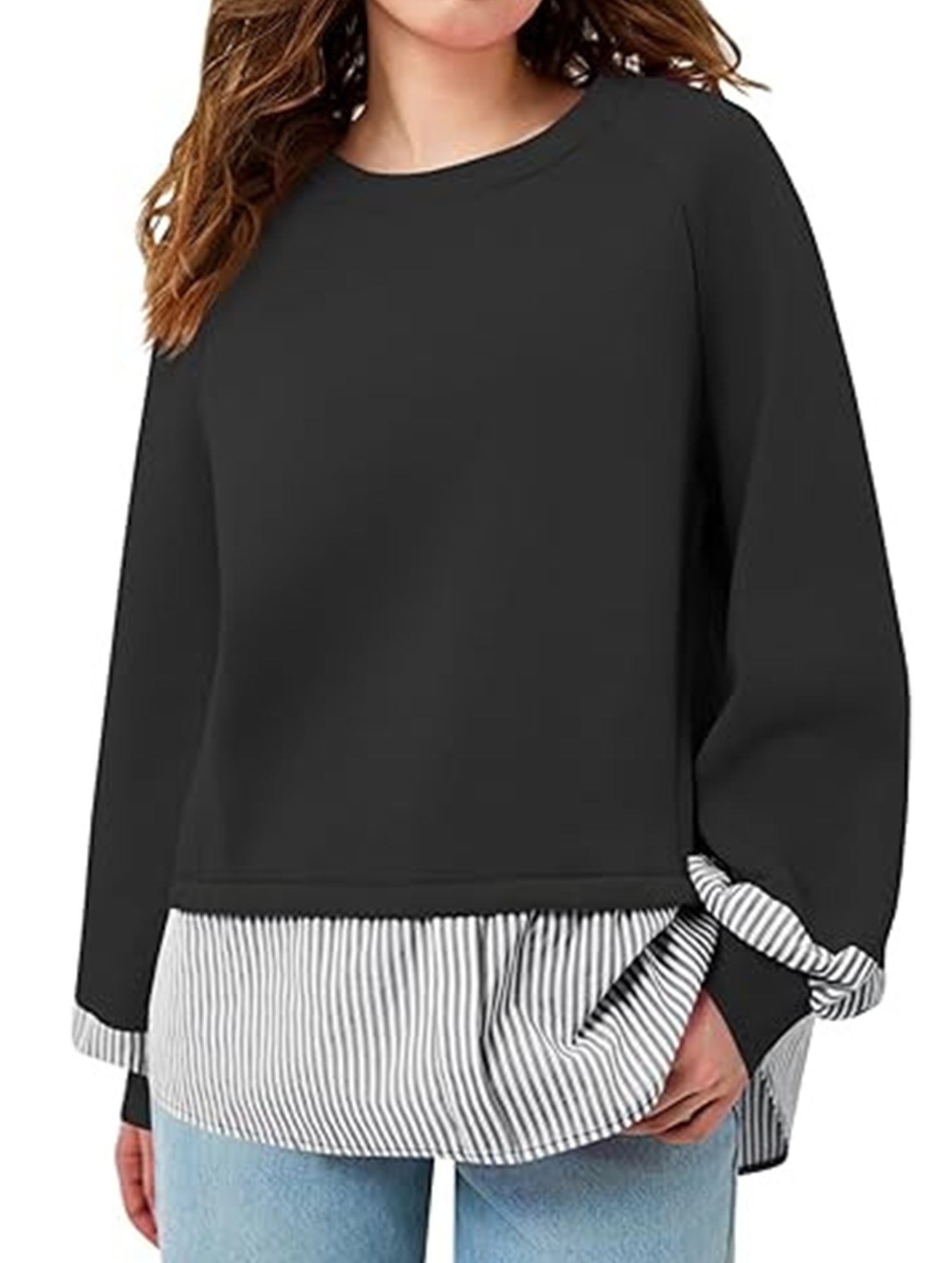 Sweatshirt striped long-sleeved pullover top