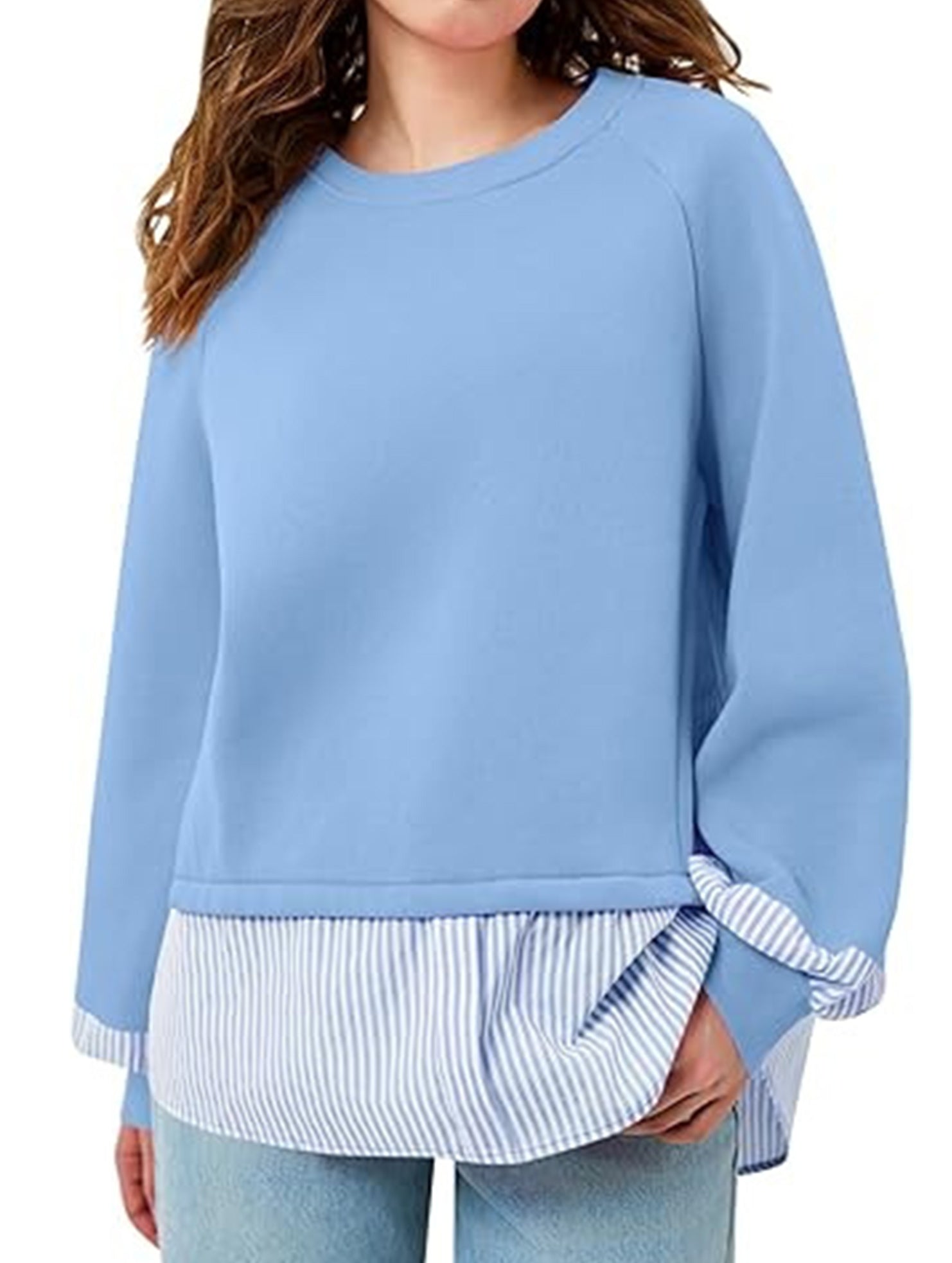Sweatshirt striped long-sleeved pullover top