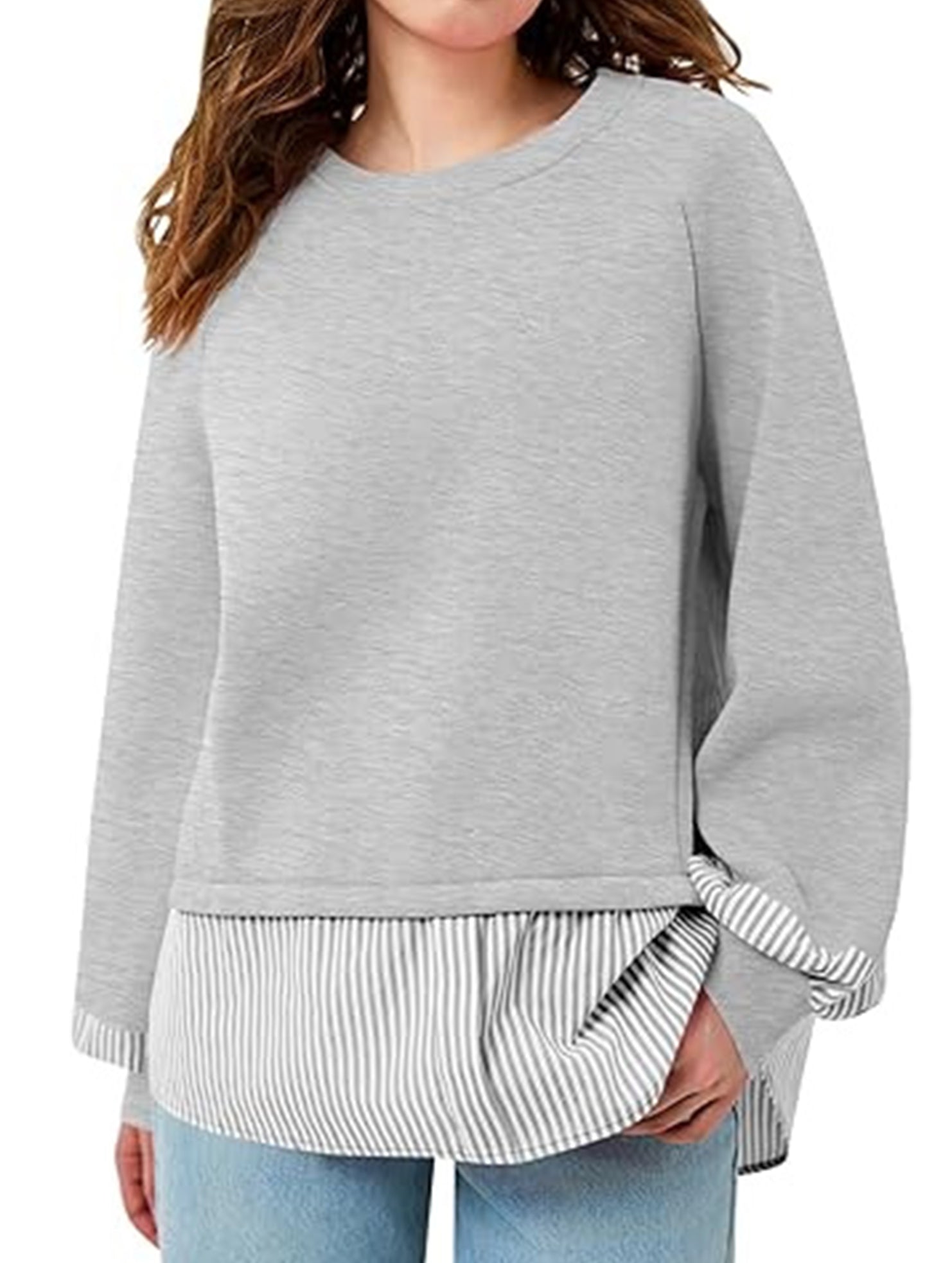 Sweatshirt striped long-sleeved pullover top