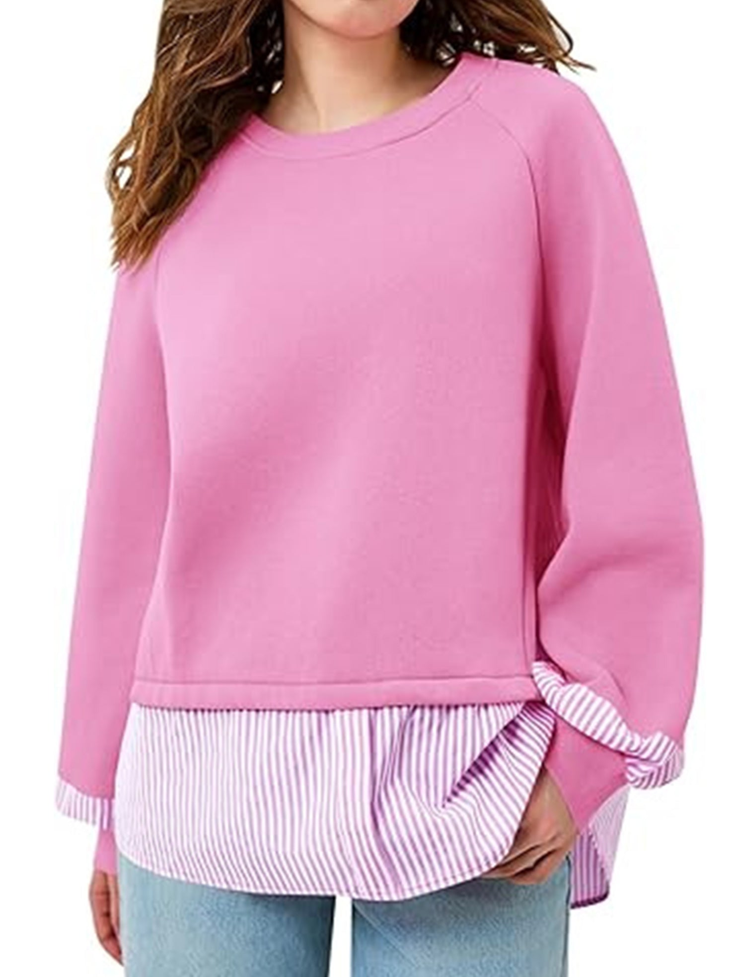 Sweatshirt striped long-sleeved pullover top