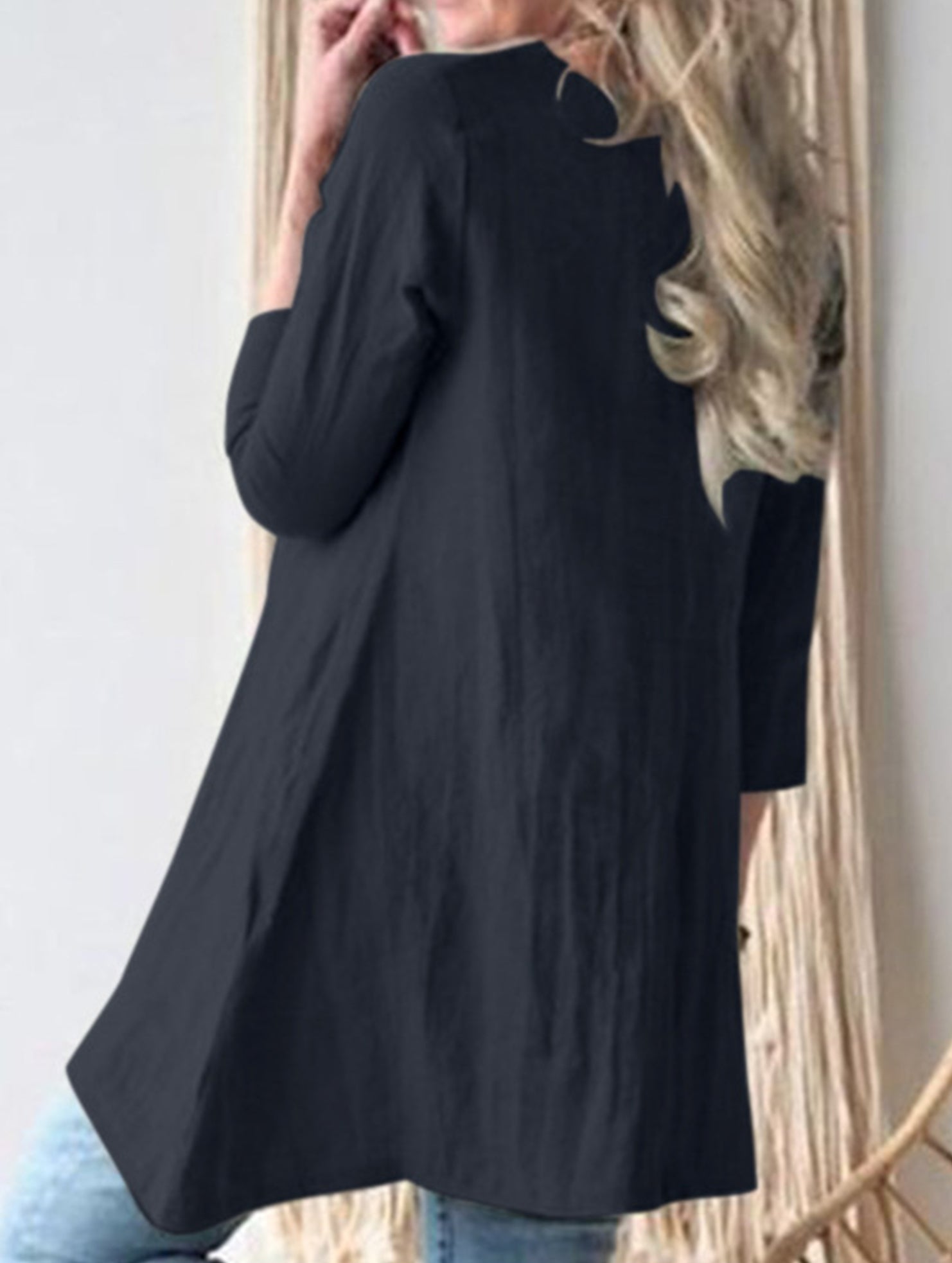Loose round neck three-quarter sleeve dress top
