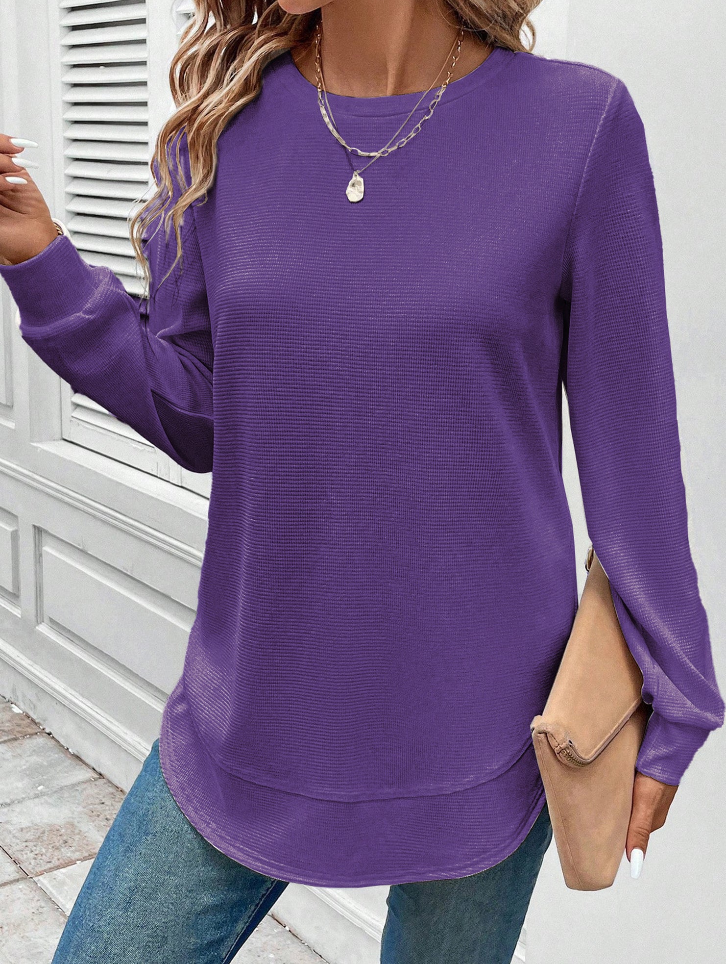 FASHION LOOSE ROUND NECK LONG SLEEVE SWEATSHIRT