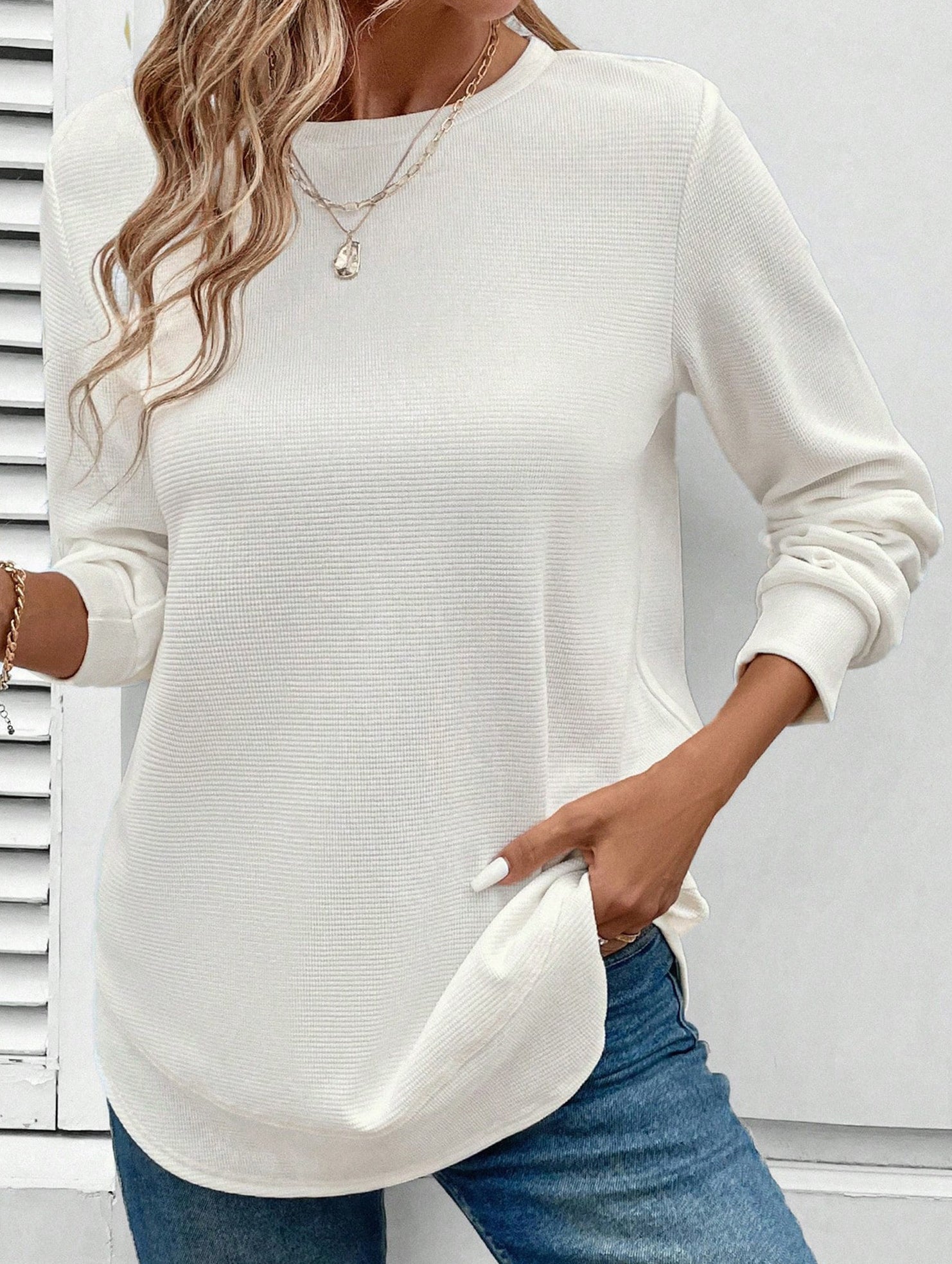 FASHION LOOSE ROUND NECK LONG SLEEVE SWEATSHIRT