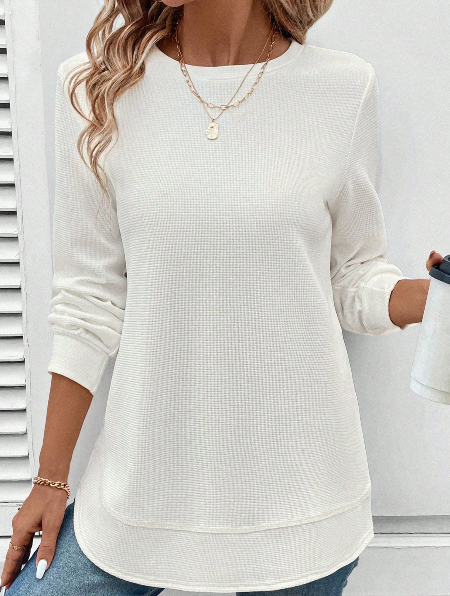 FASHION LOOSE ROUND NECK LONG SLEEVE SWEATSHIRT