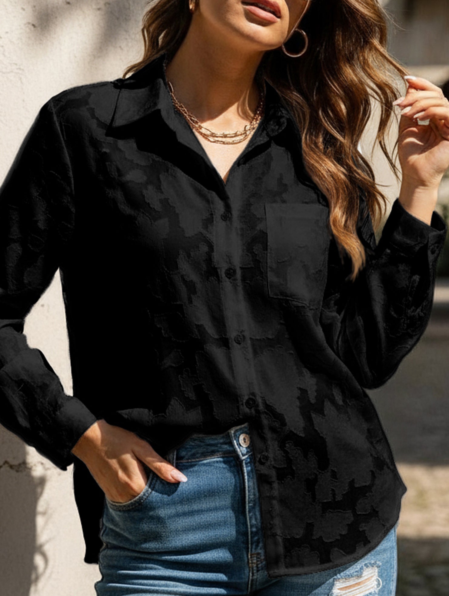 Loose casual oversized hollow shirt