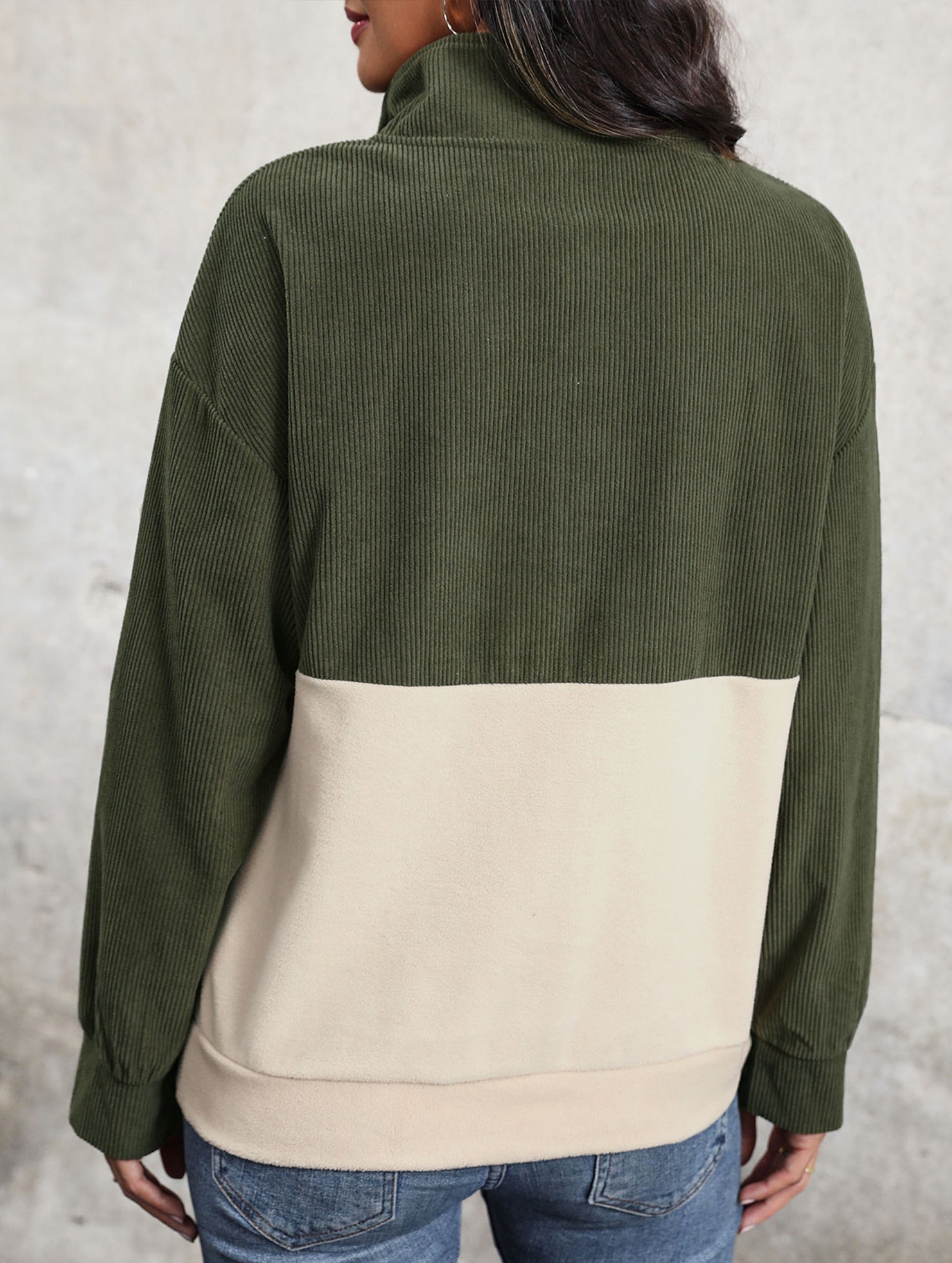 Retro Brushed Corduroy Contrast Sweatshirt