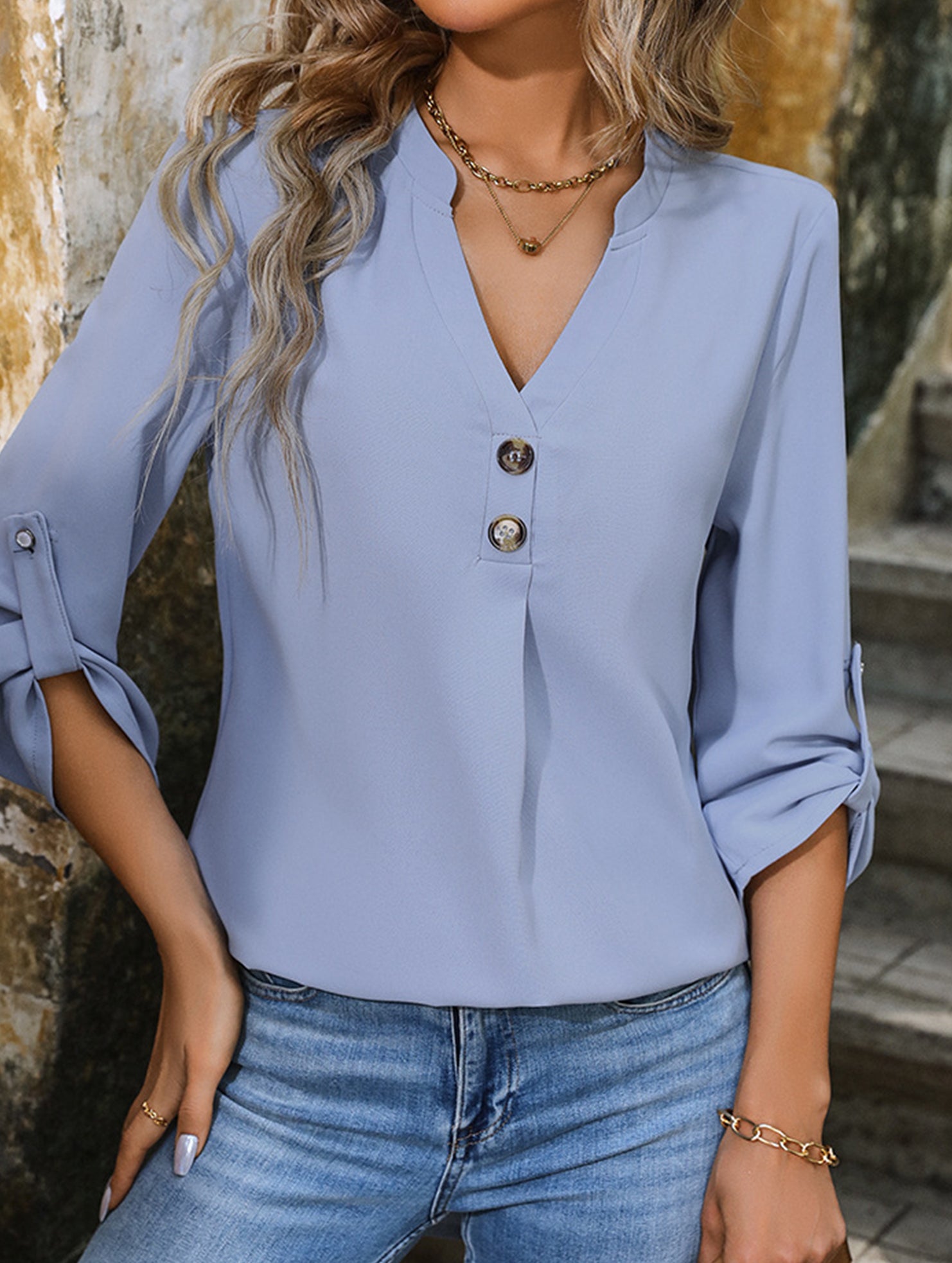 Simple solid color loose straight shirt
