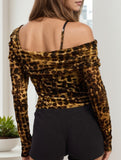 leopard print off-shoulder top