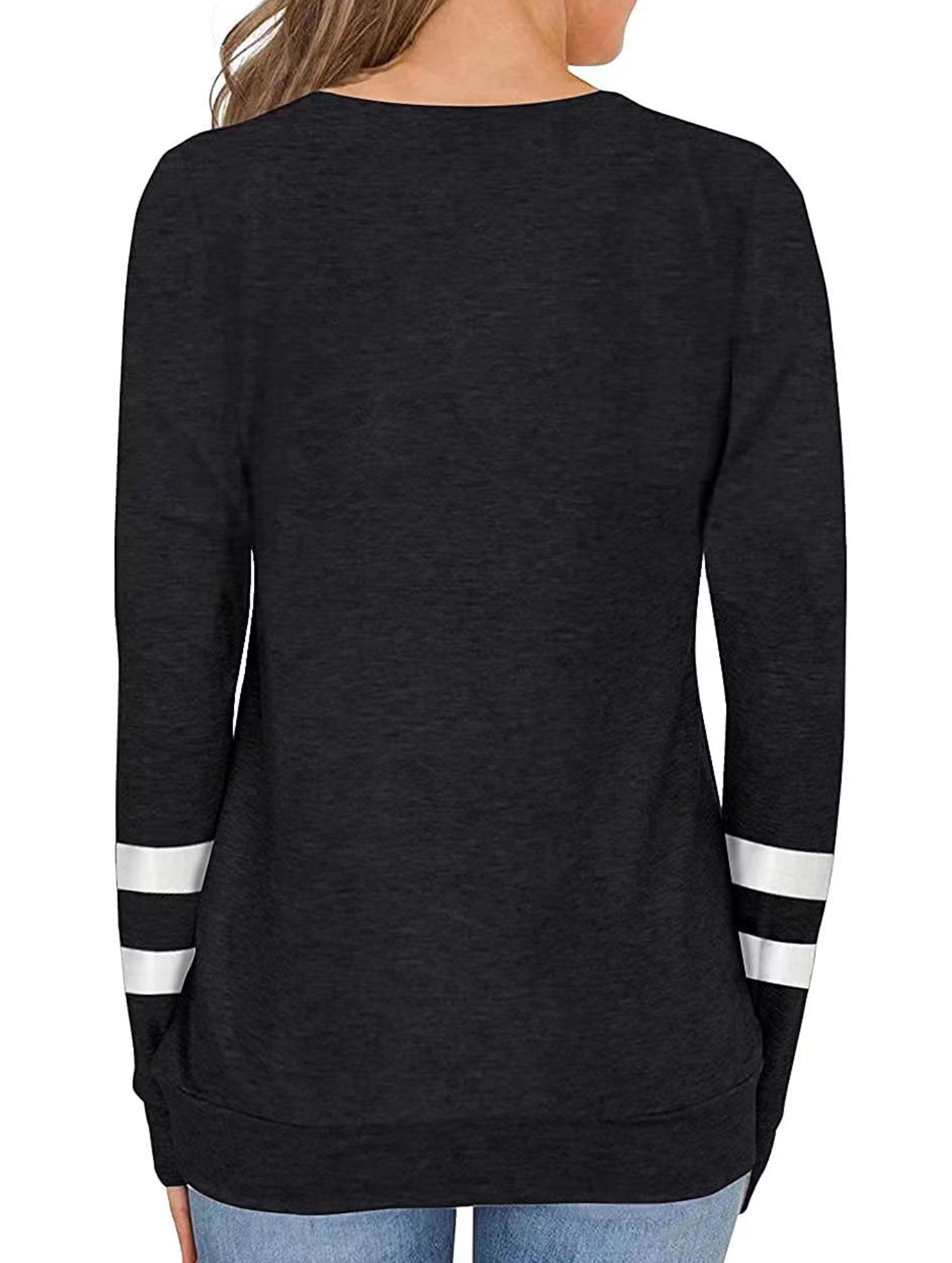 Spliced V-neck loose casual T-shirt top