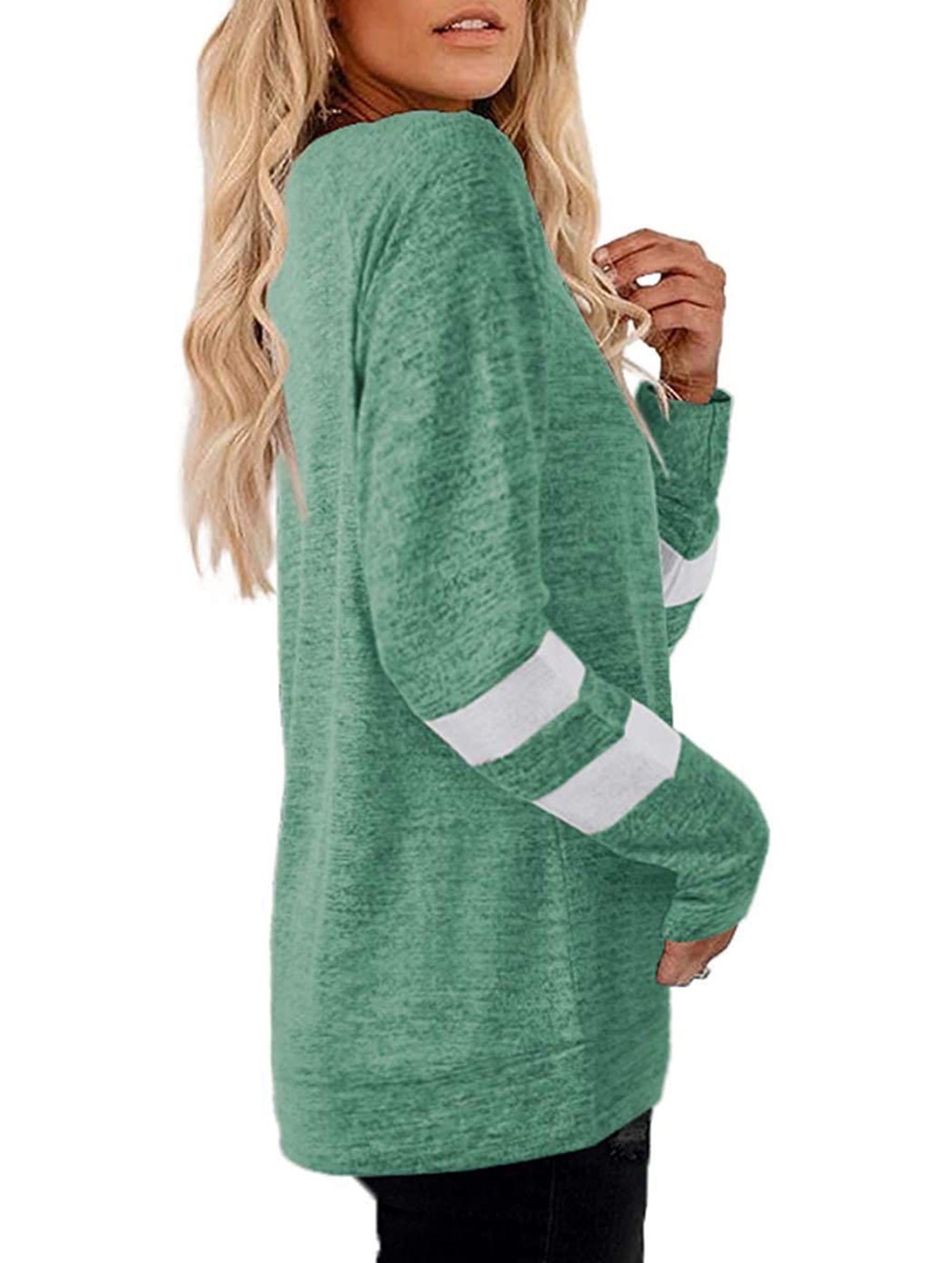 Spliced V-neck loose casual T-shirt top