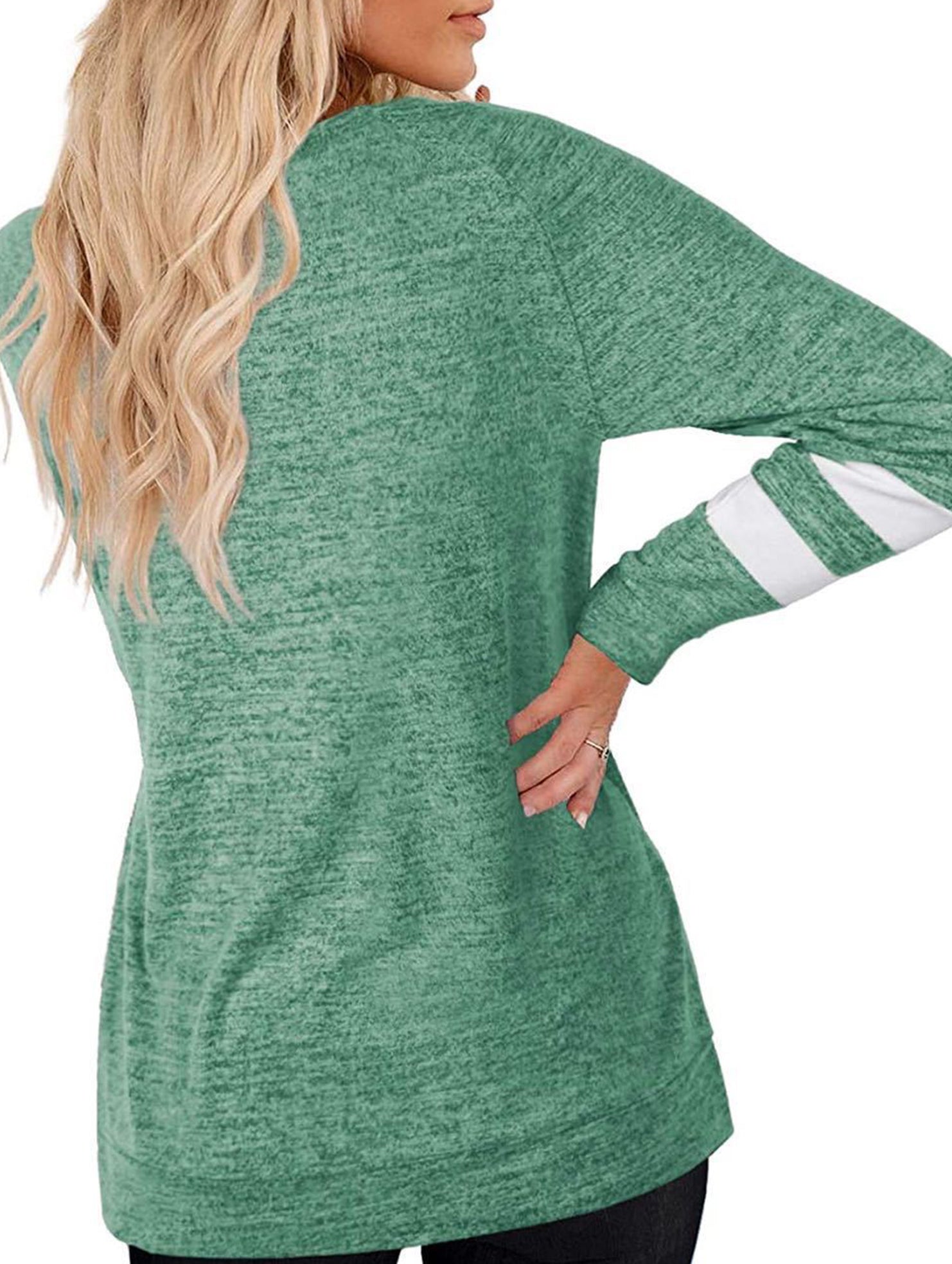 Spliced V-neck loose casual T-shirt top