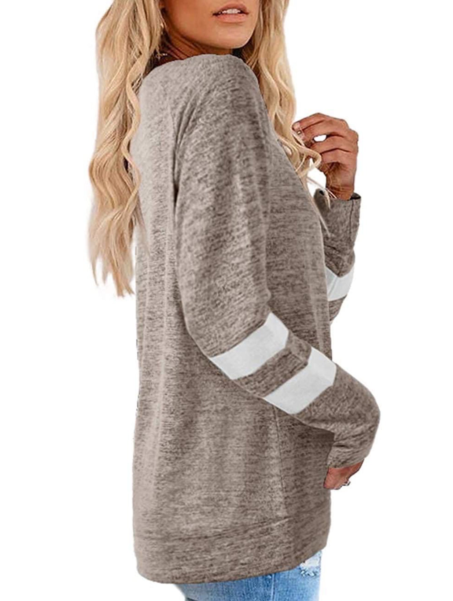 Spliced V-neck loose casual T-shirt top