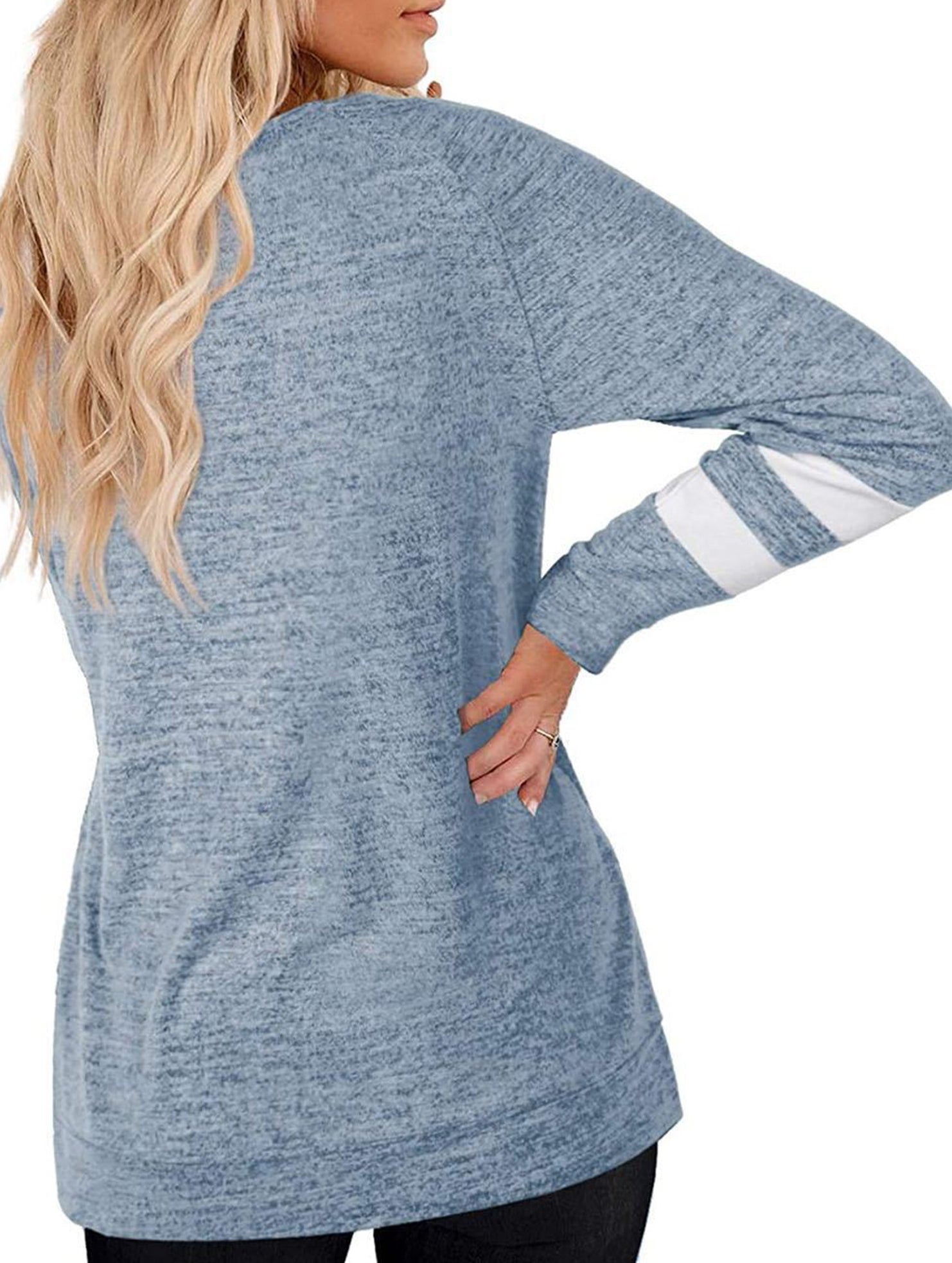 Spliced V-neck loose casual T-shirt top