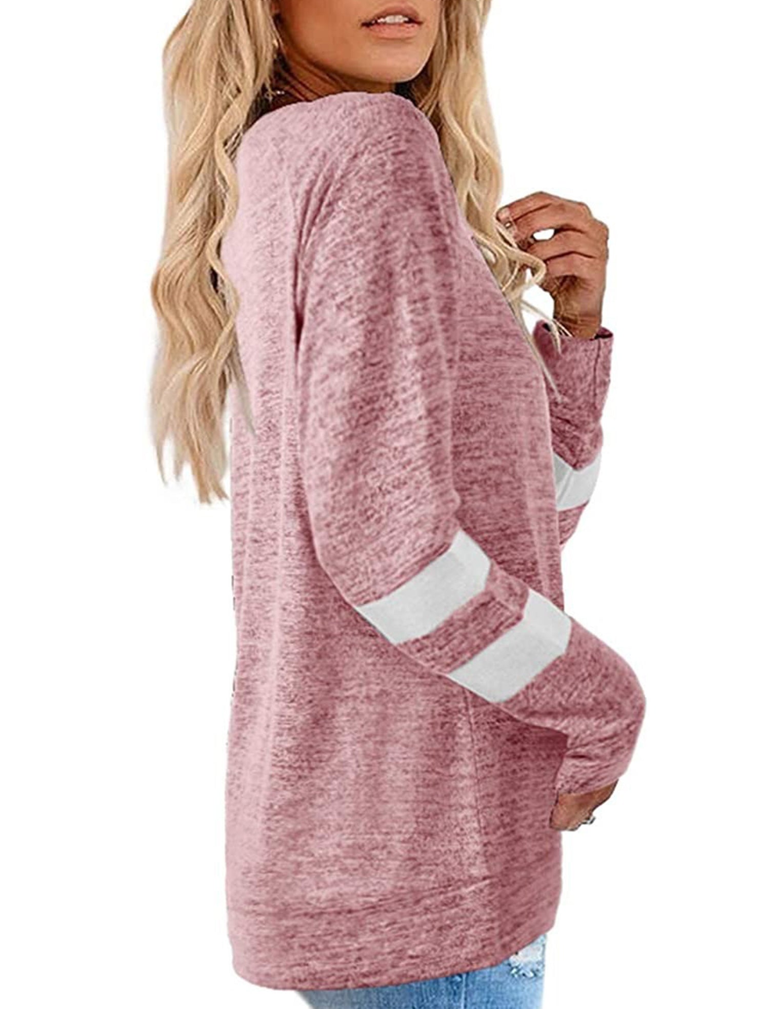 Spliced V-neck loose casual T-shirt top