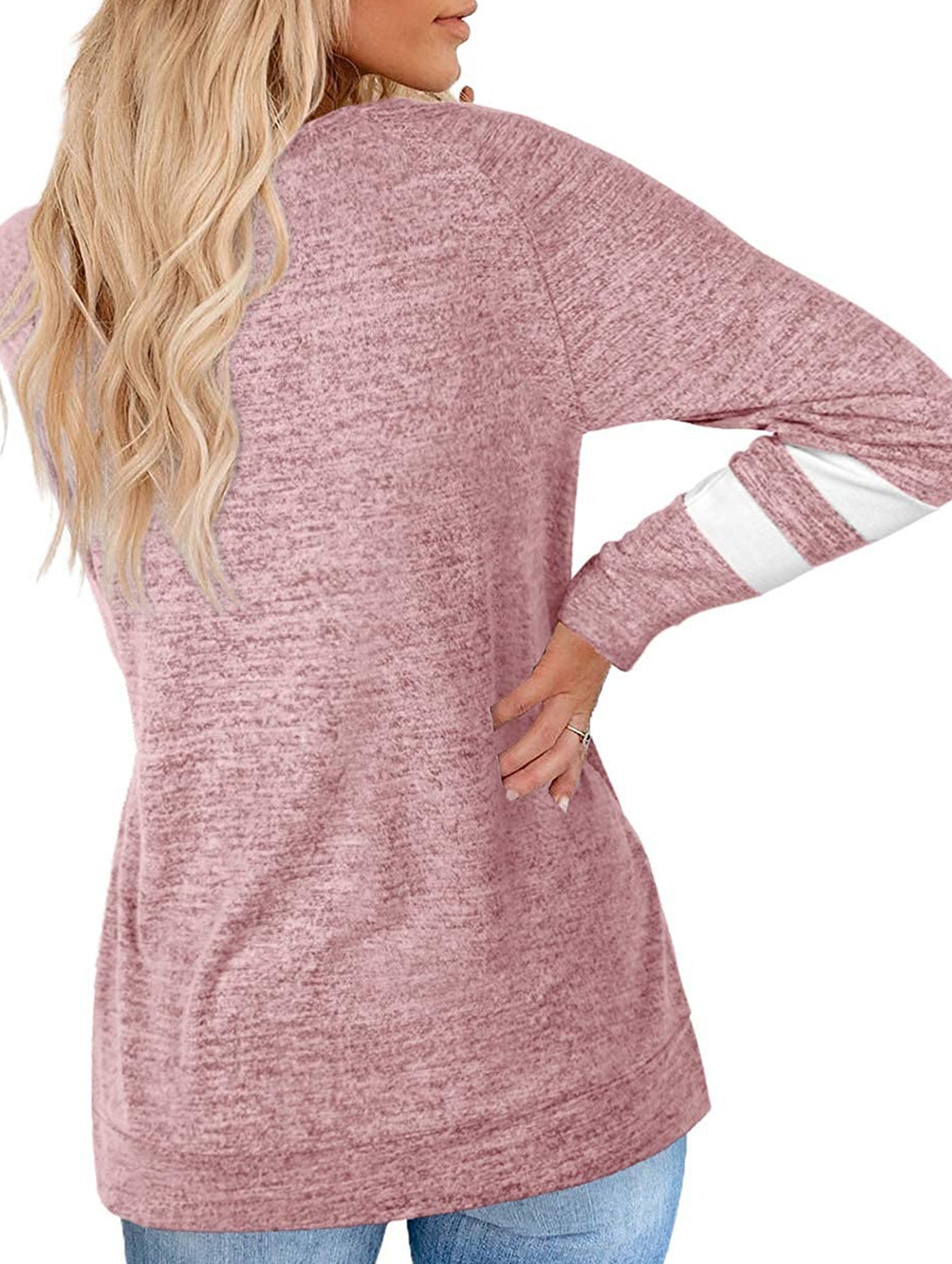 Spliced V-neck loose casual T-shirt top