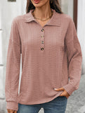 Lapel Casual Button Loose Long Sleeve Sweatshirt