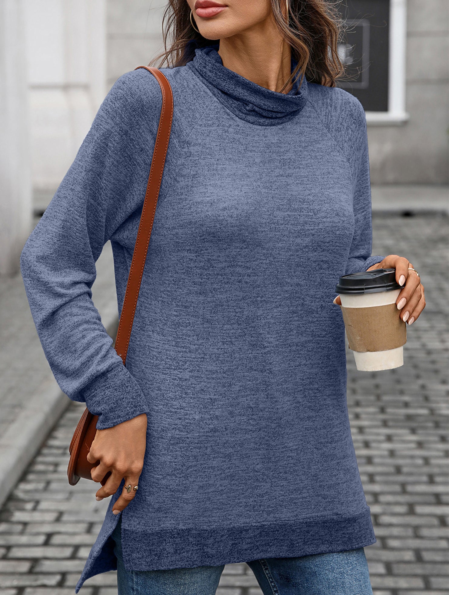 Contrast color loose long-sleeved T-shirt top