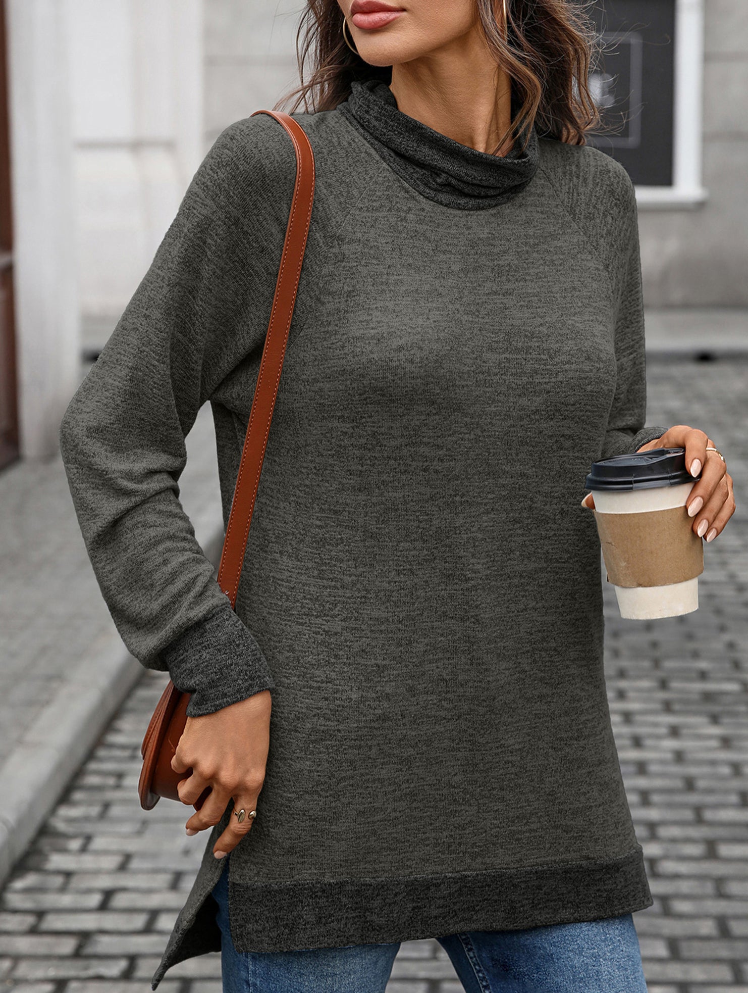 Contrast color loose long-sleeved T-shirt top