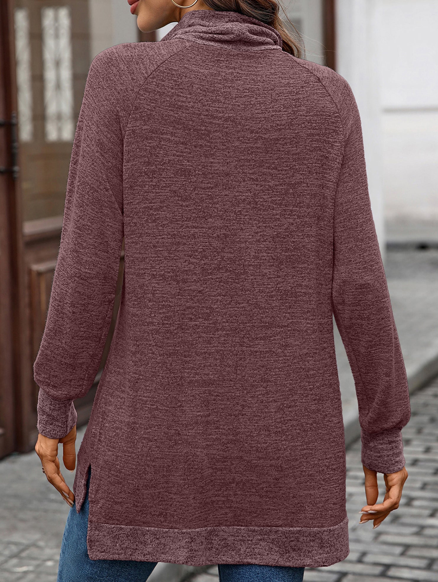 Contrast color loose long-sleeved T-shirt top