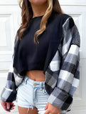 black and white checkered cropped sweatshirt