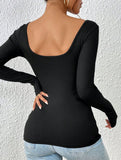 Backless long-sleeved T-shirt