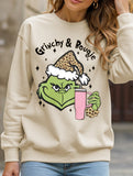 New Christmas leopard print crew neck sweatshirt