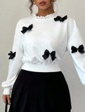 Simple bow-tie cropped sweatshirt