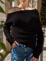 Casual solid color long-sleeved sweater