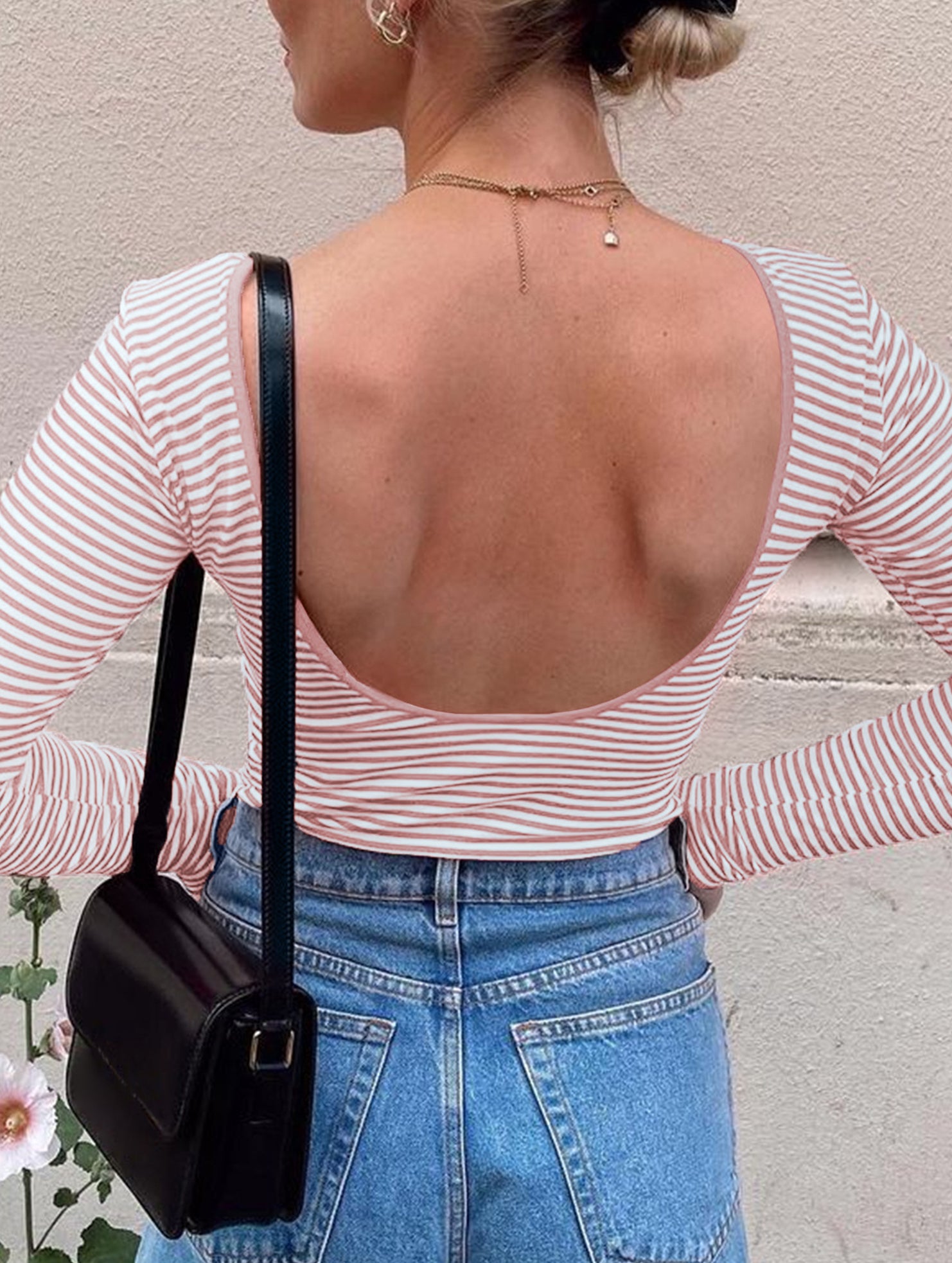 Versatile plaid long-sleeved base layer T-shirt