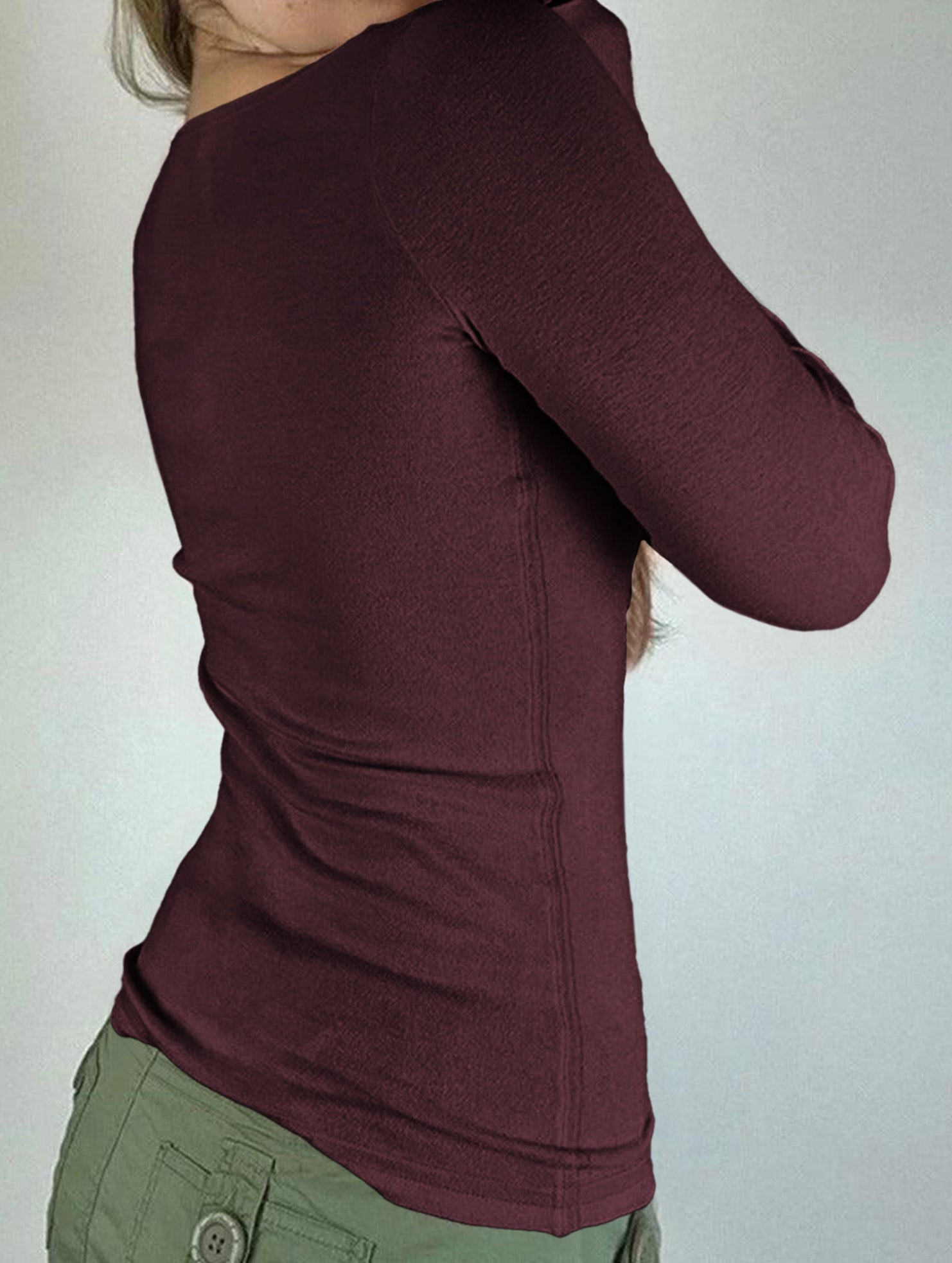 Versatile button-down long-sleeved base layer T-shirt
