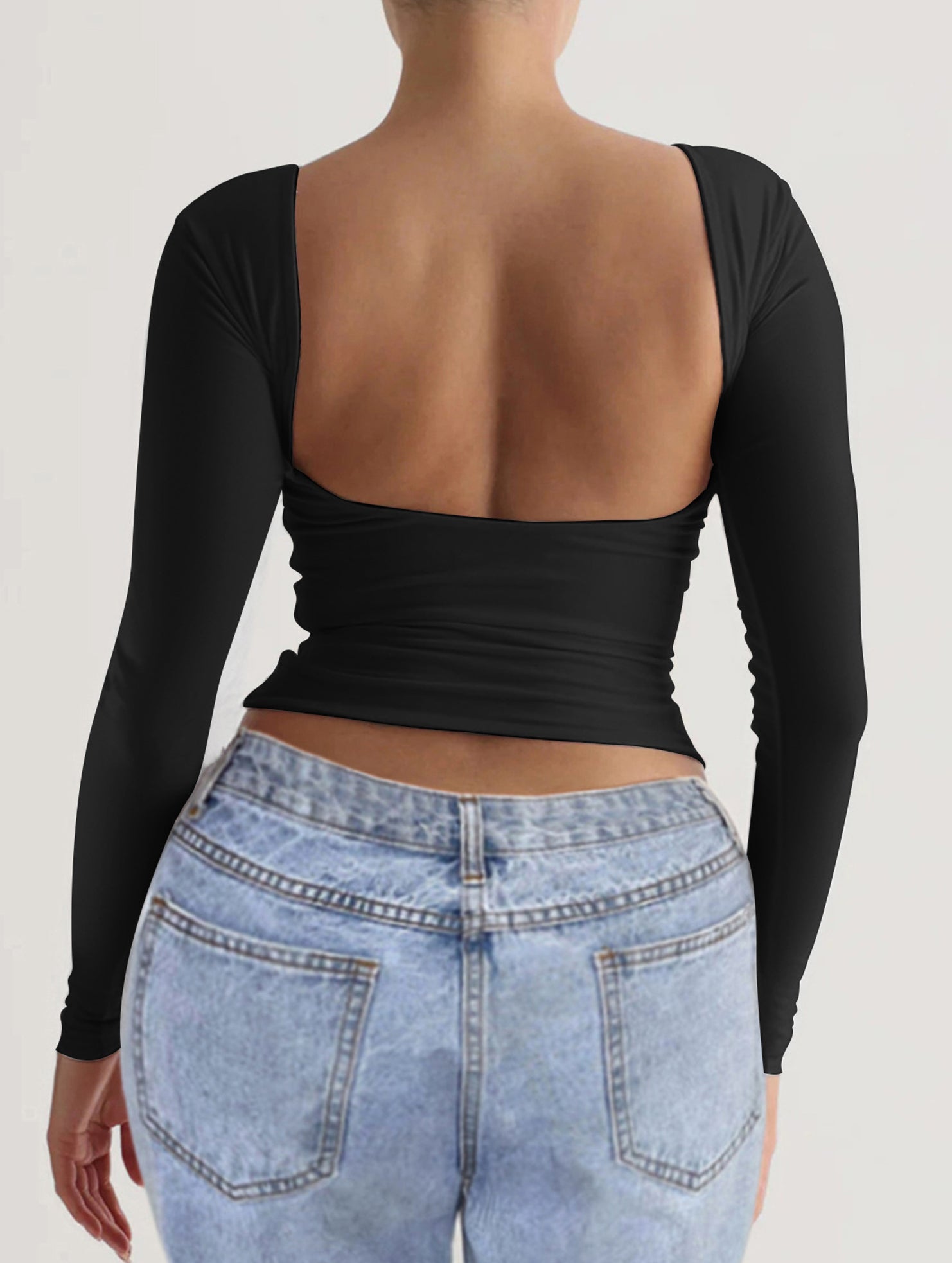 Y2K Slim Fit Long Sleeve Solid Color Base Layer Shirt