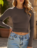 Y2K Slim Fit Long Sleeve Solid Color Base Layer Shirt