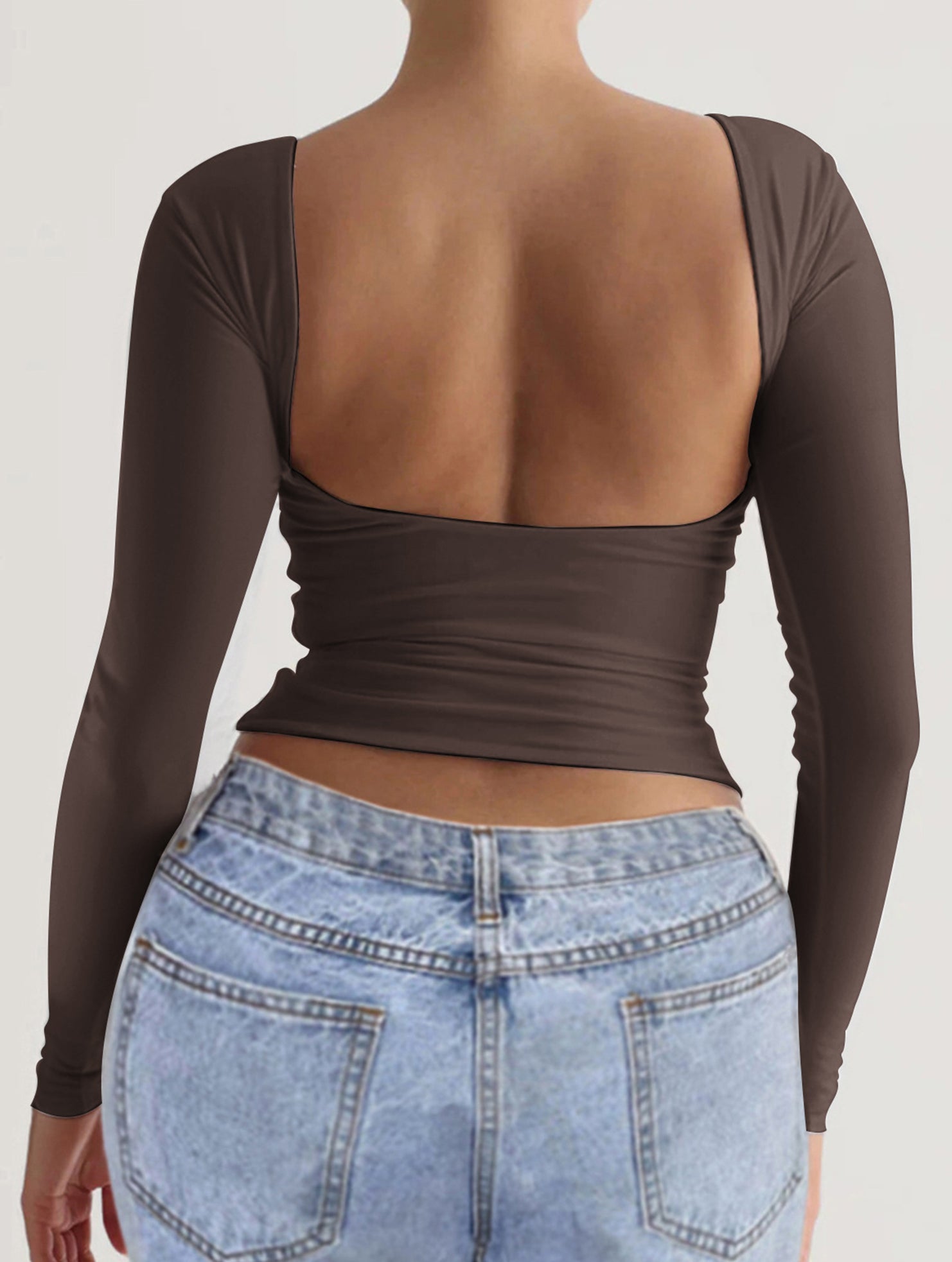 Y2K Slim Fit Long Sleeve Solid Color Base Layer Shirt