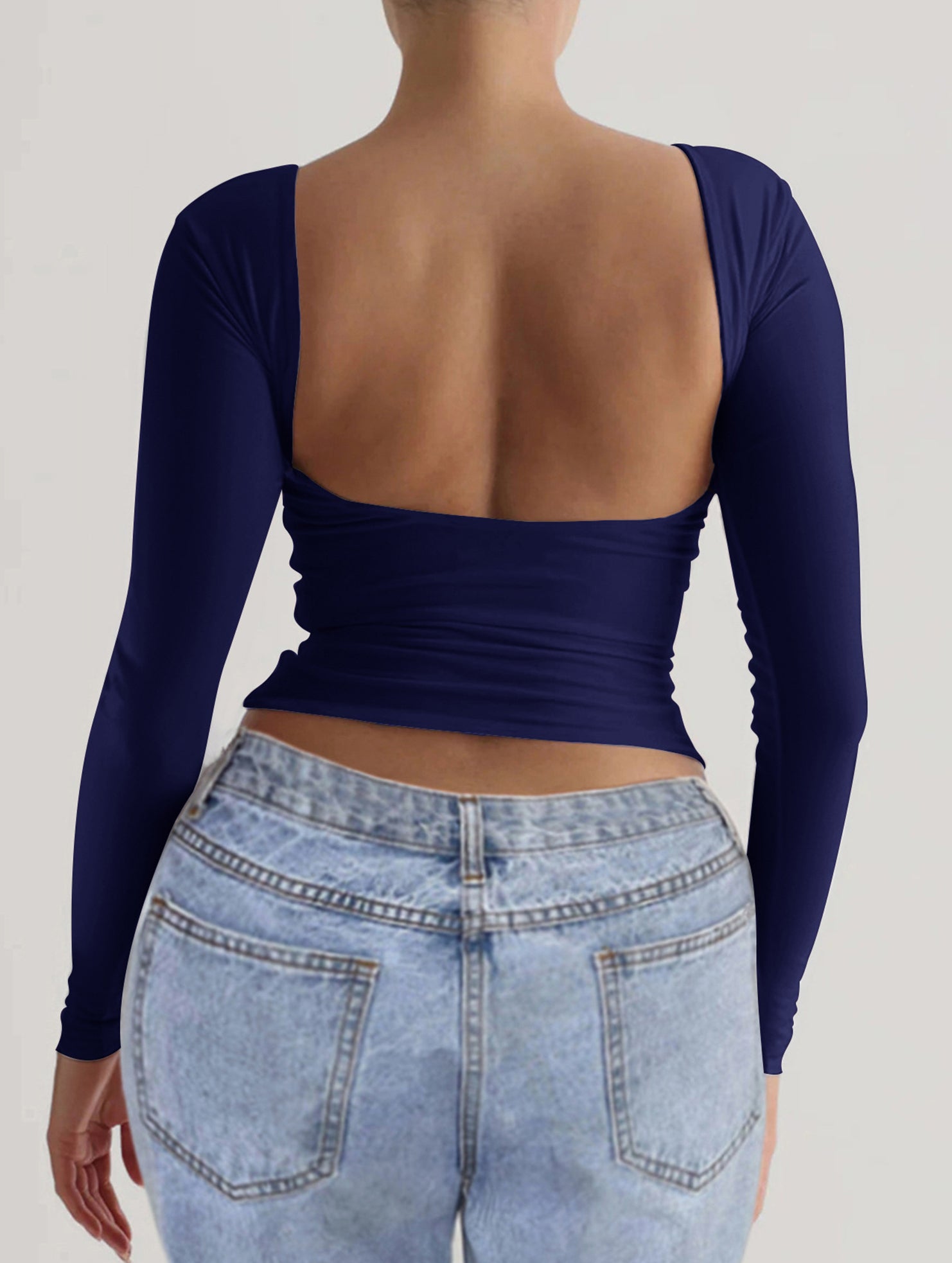 Y2K Slim Fit Long Sleeve Solid Color Base Layer Shirt