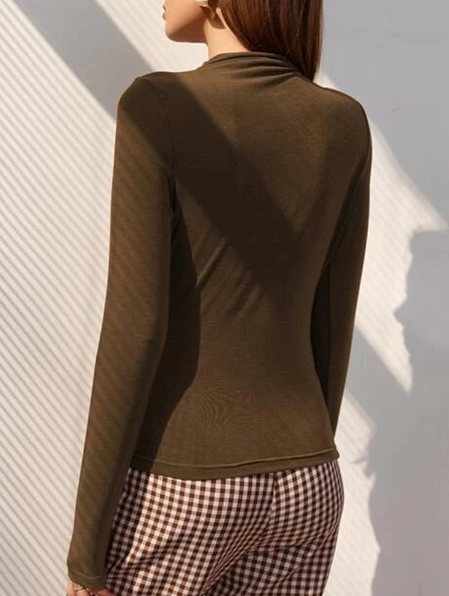 Versatile ruched long-sleeved T-shirt