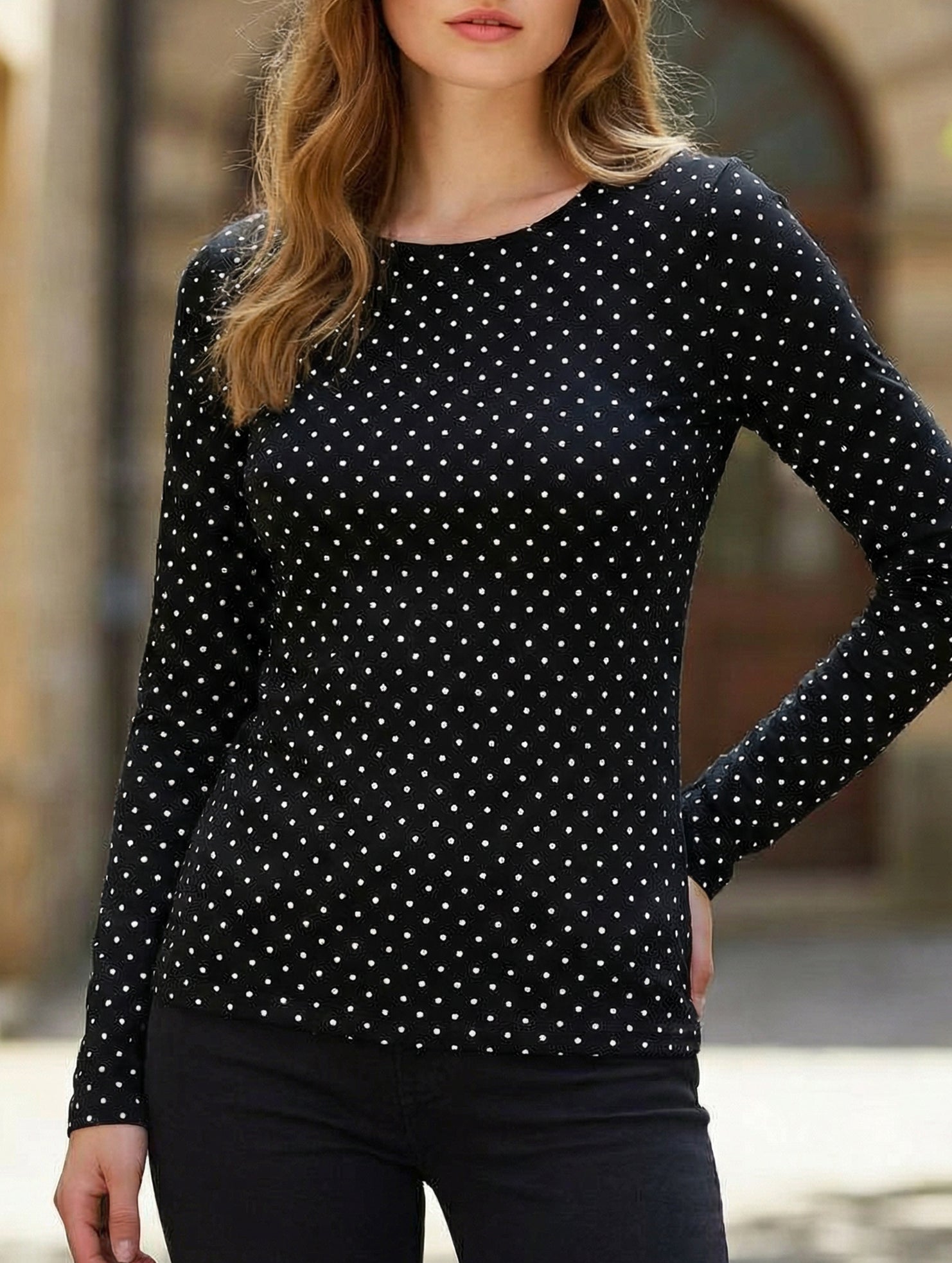 Casual T-shirt, long-sleeved base layer top