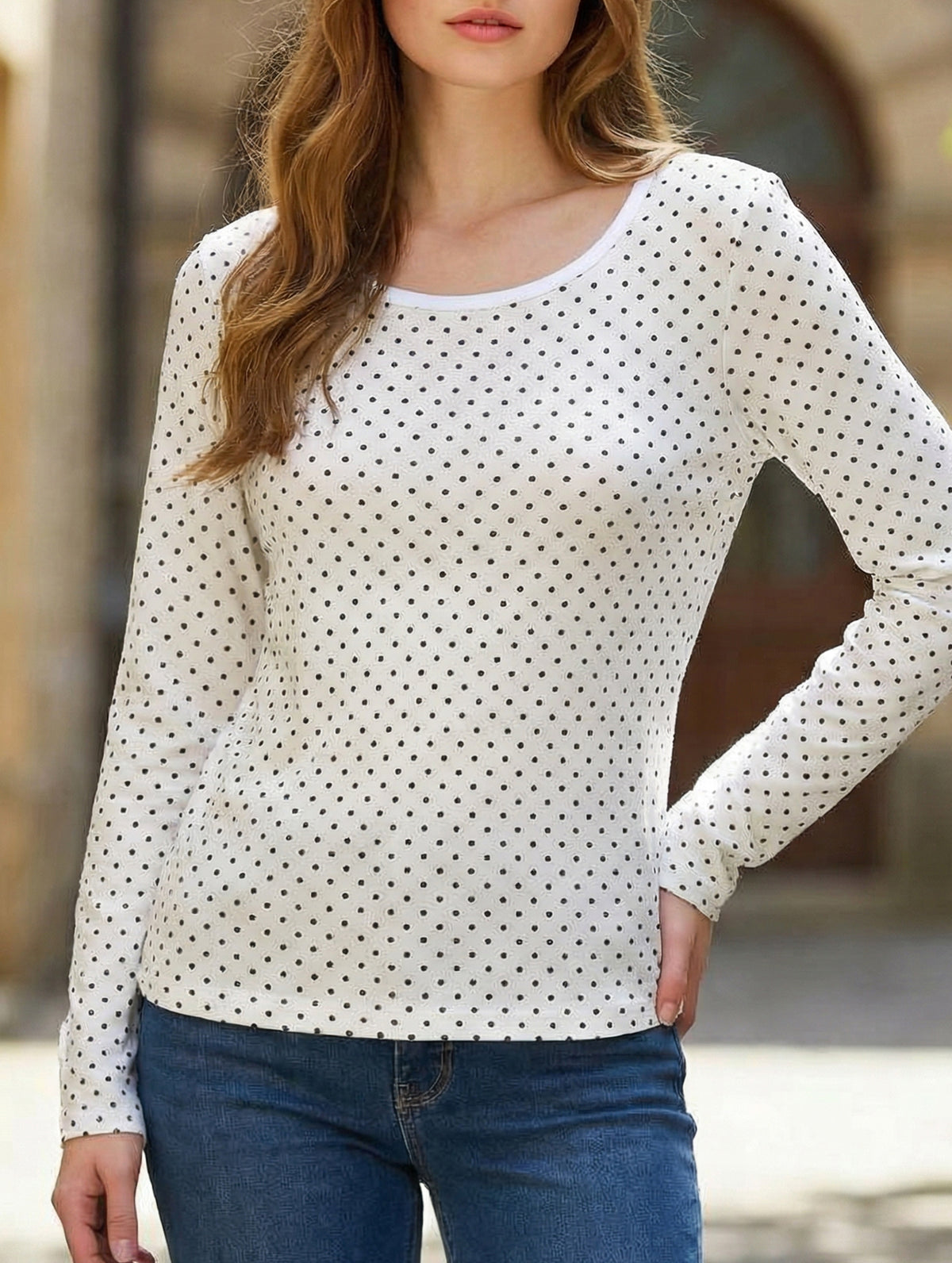 Casual T-shirt, long-sleeved base layer top