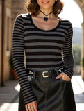 Versatile striped long-sleeved vest T-shirt