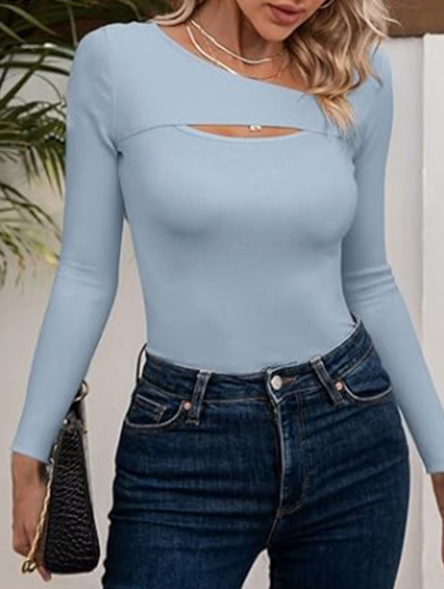 Sexy Fitted T-Shirt with Hollow-Out Top